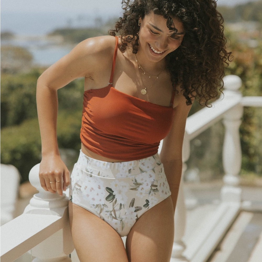 Geode Swimwear Jasmine High-Waisted Bikini Bottoms XS Floral